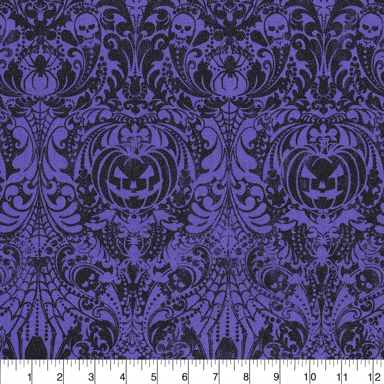 Fabric Traditions Halloween Purple Glitter Gothic Scroll Home D&#xE9;cor Fabric